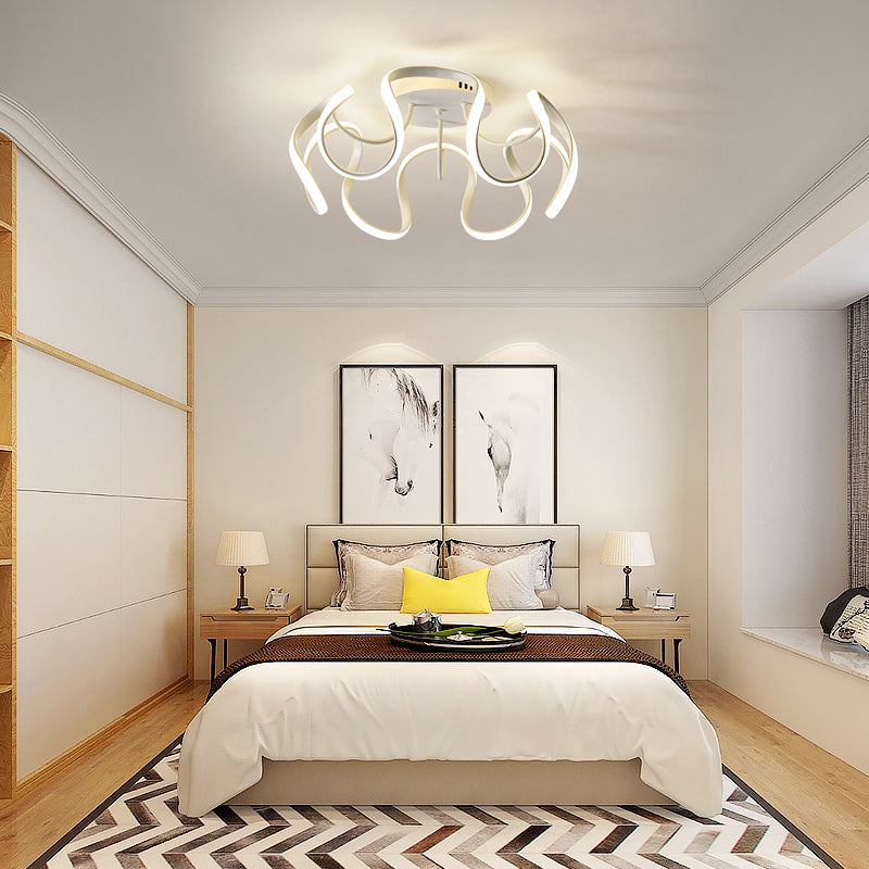 Modern Led Semi Flush Mount Ceiling Light With Seamless Curves - Ideal For Bedrooms