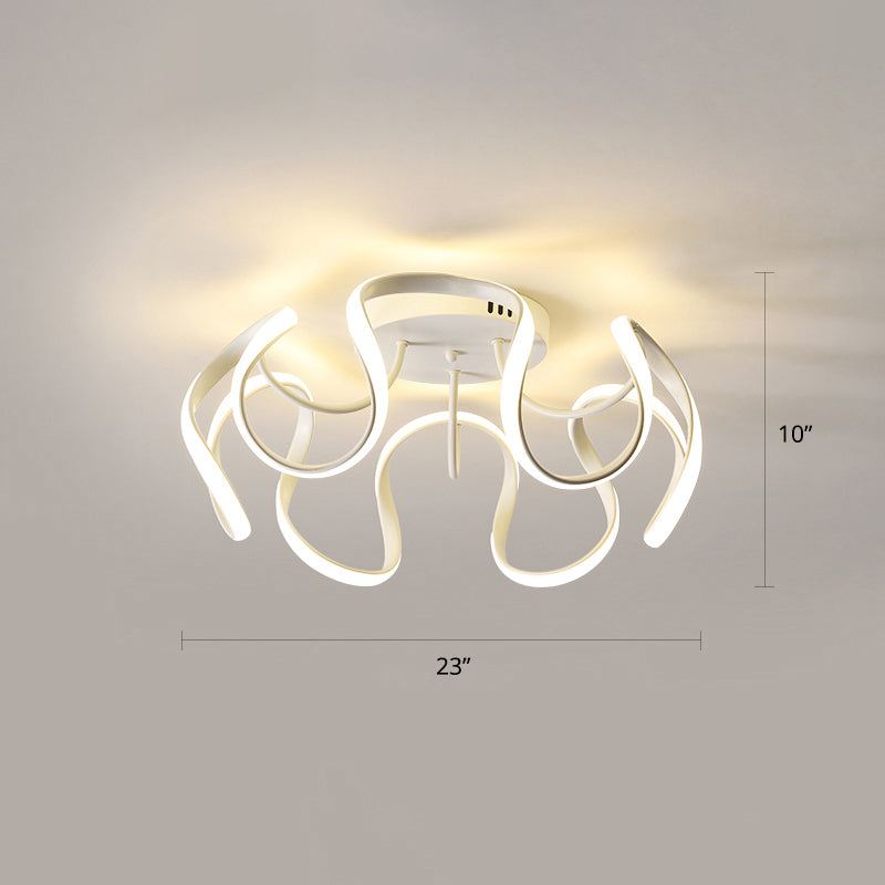 Modern Led Semi Flush Mount Ceiling Light With Seamless Curves - Ideal For Bedrooms White / Third