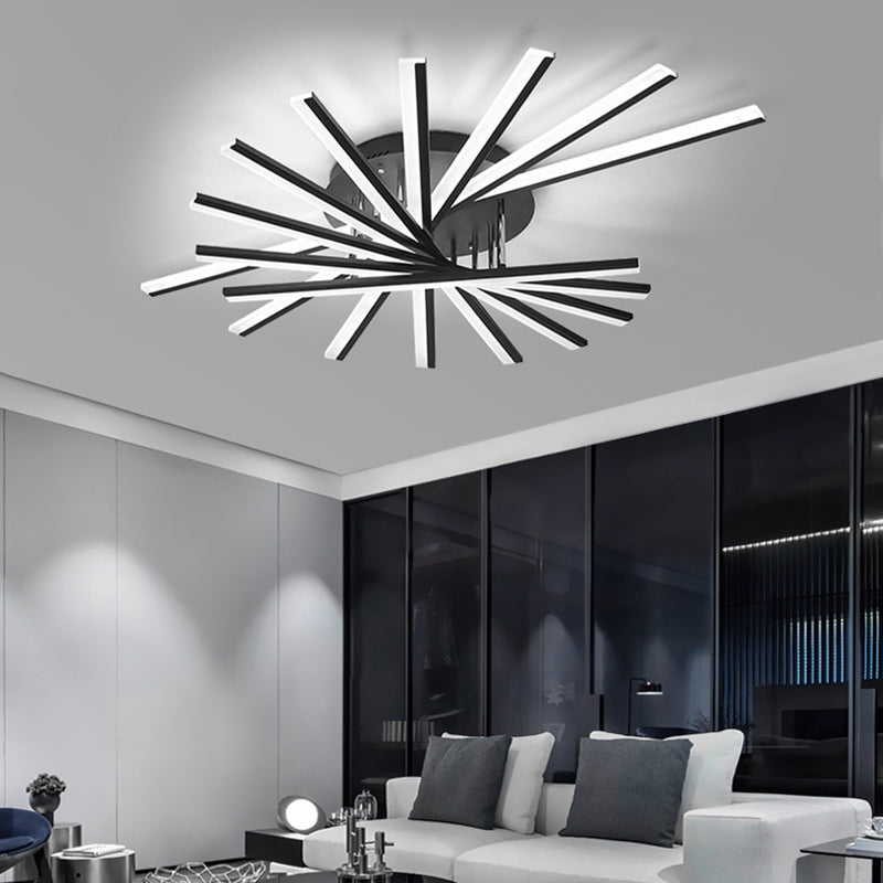 Black Fan-Shaped Led Ceiling Light For Minimalist Bedroom Decor 9 /