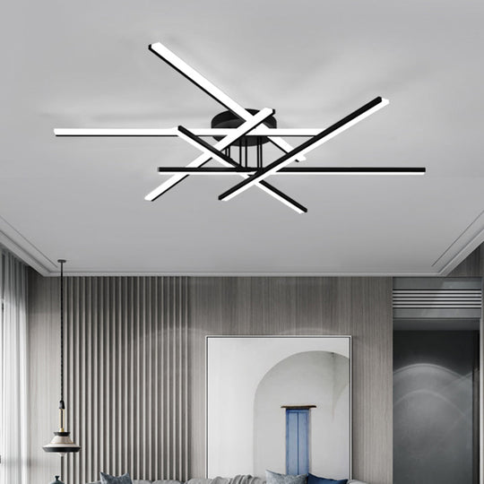 Modern Line Art Led Ceiling Lamp In Black Perfect For Living Rooms