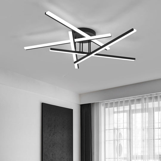 Modern Line Art Led Ceiling Lamp In Black Perfect For Living Rooms