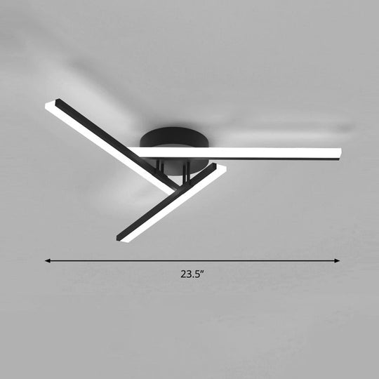 Modern Line Art Led Ceiling Lamp In Black Perfect For Living Rooms / 23.5 Third Gear