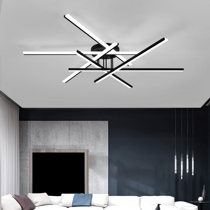 Modern Line Art Led Ceiling Lamp In Black Perfect For Living Rooms / 39 White