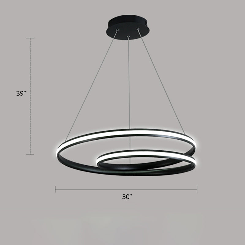 Aluminum LED Chandelier Light - Loop Shaped Minimalist Dining Room Suspension Lamp