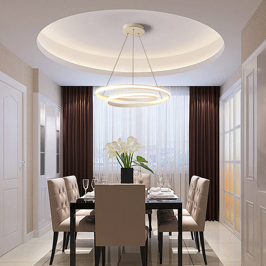 Aluminum LED Chandelier Light - Loop Shaped Minimalist Dining Room Suspension Lamp