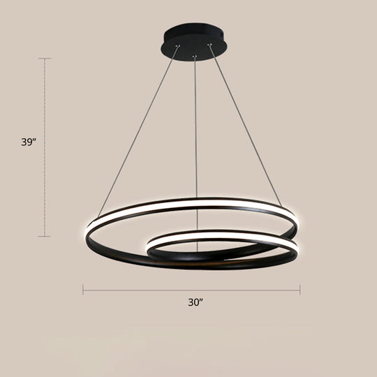 Aluminum LED Chandelier Light - Loop Shaped Minimalist Dining Room Suspension Lamp