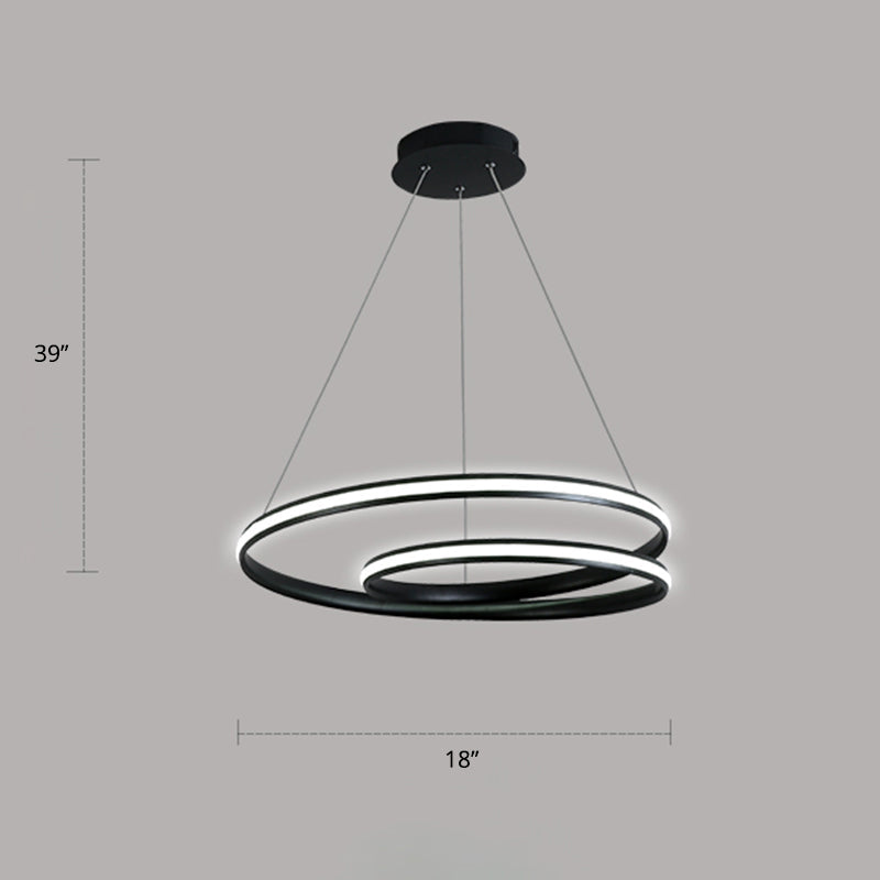 Aluminum LED Chandelier Light - Loop Shaped Minimalist Dining Room Suspension Lamp