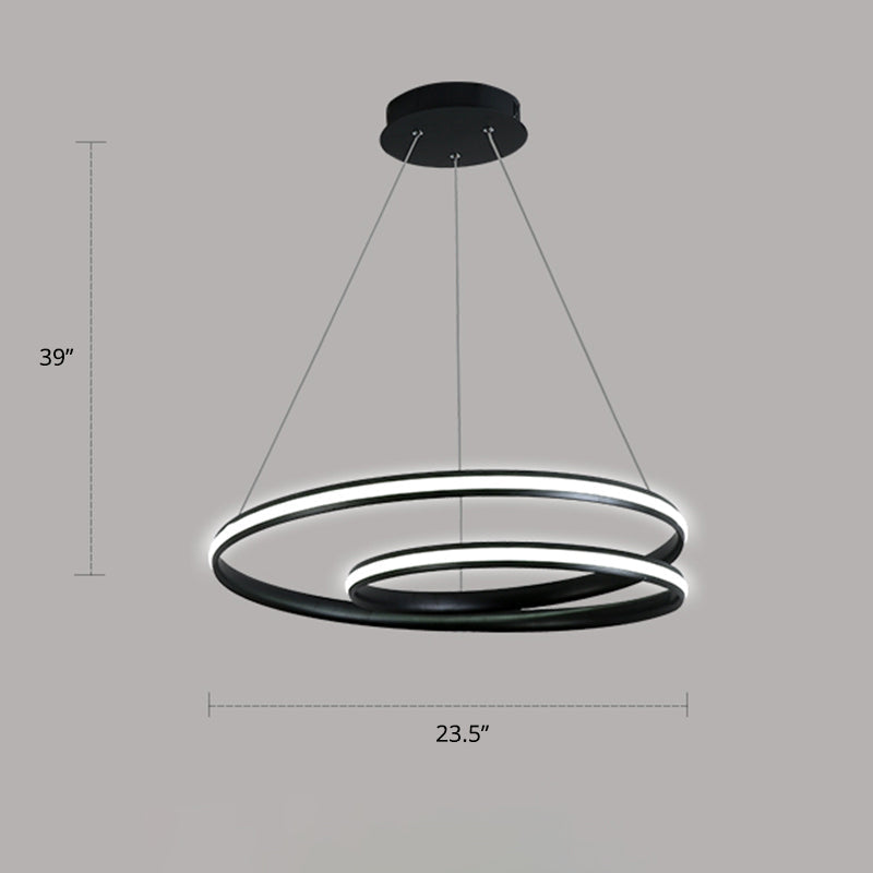 Aluminum LED Chandelier Light - Loop Shaped Minimalist Dining Room Suspension Lamp