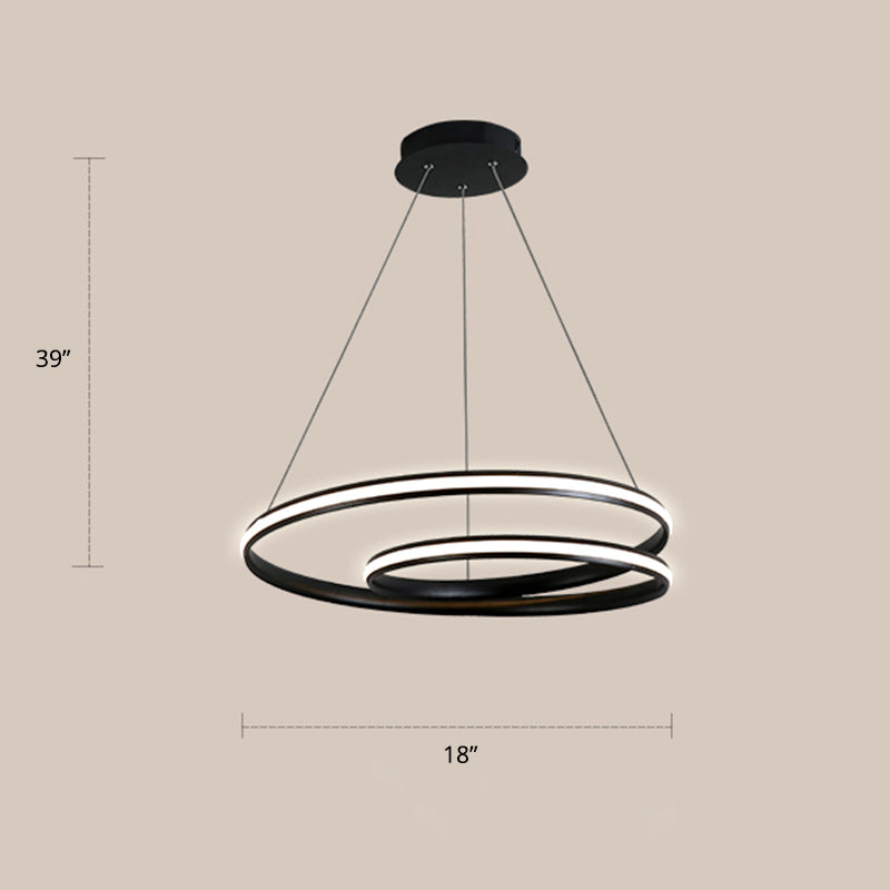 Aluminum LED Chandelier Light - Loop Shaped Minimalist Dining Room Suspension Lamp