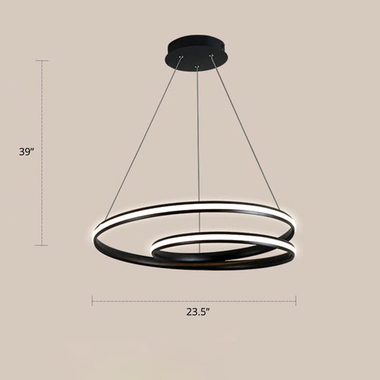 Aluminum LED Chandelier Light - Loop Shaped Minimalist Dining Room Suspension Lamp