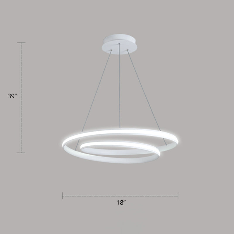 Aluminum LED Chandelier Light - Loop Shaped Minimalist Dining Room Suspension Lamp