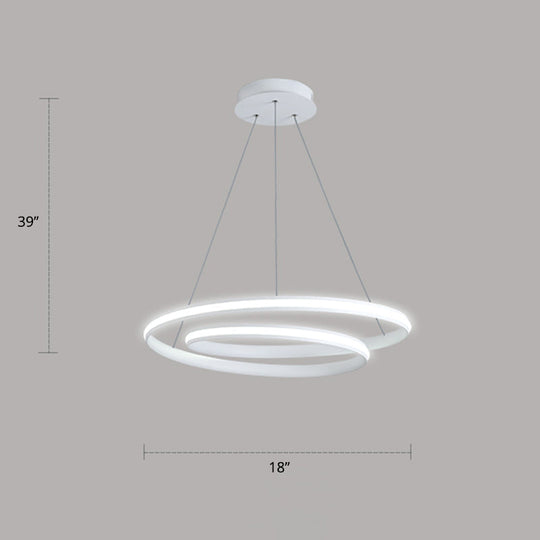 Aluminum LED Chandelier Light - Loop Shaped Minimalist Dining Room Suspension Lamp