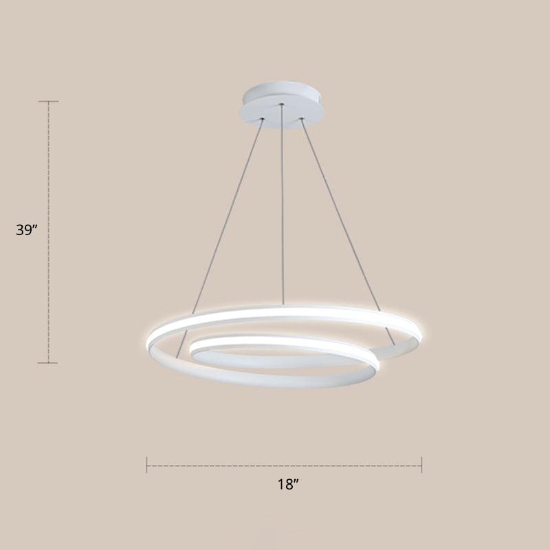 Minimalist Aluminum Led Chandelier - Loop Shape Dining Room Suspension Light White / 18 Warm