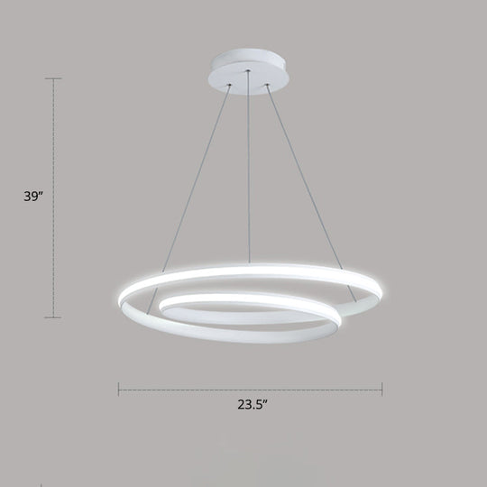 Aluminum LED Chandelier Light - Loop Shaped Minimalist Dining Room Suspension Lamp