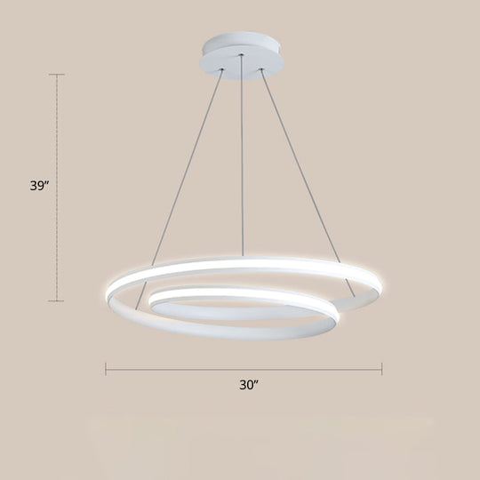 Aluminum LED Chandelier Light - Loop Shaped Minimalist Dining Room Suspension Lamp