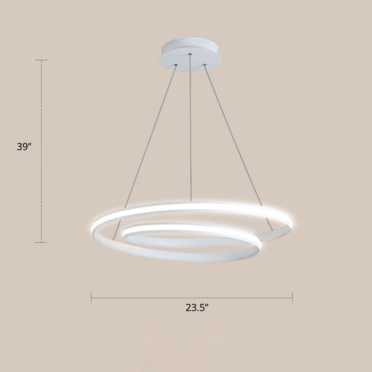 Aluminum LED Chandelier Light - Loop Shaped Minimalist Dining Room Suspension Lamp