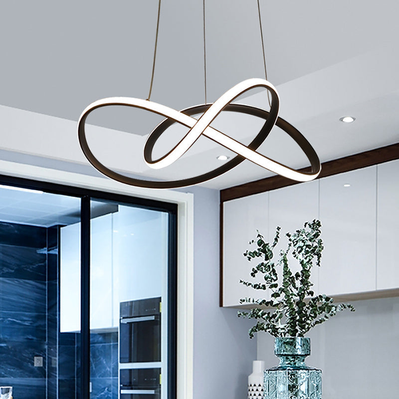 Minimalistic Metal Pendant Light Fixture for Dining Room - Twist Chandelier Design