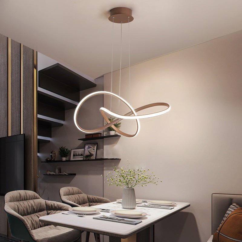 Minimalistic Metal Pendant Light Fixture for Dining Room - Twist Chandelier Design