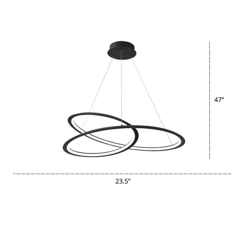 Minimalist Led Chandelier Pendant Light For Living Room With Twisted Aluminum Shade Black / 23.5