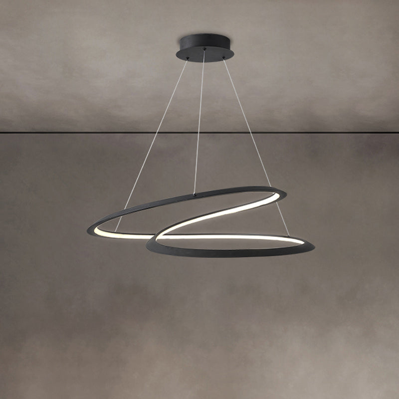 Minimalist Led Chandelier Pendant Light For Living Room With Twisted Aluminum Shade