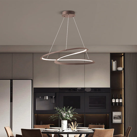 LED Pendant Chandelier with Contemporary Aluminum Shade - Minimalist Living Room Lighting