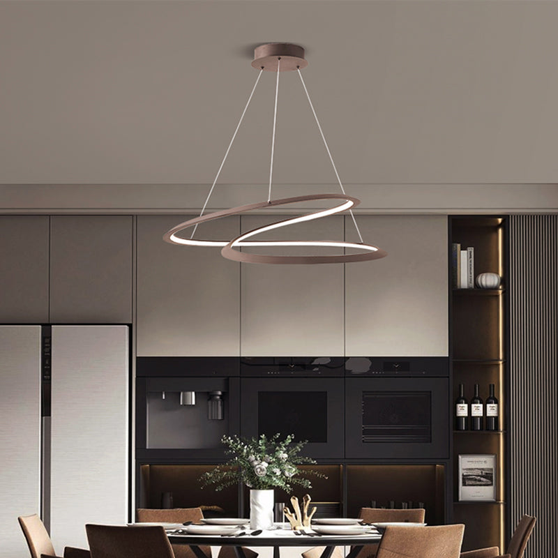 Minimalist Led Chandelier Pendant Light For Living Room With Twisted Aluminum Shade