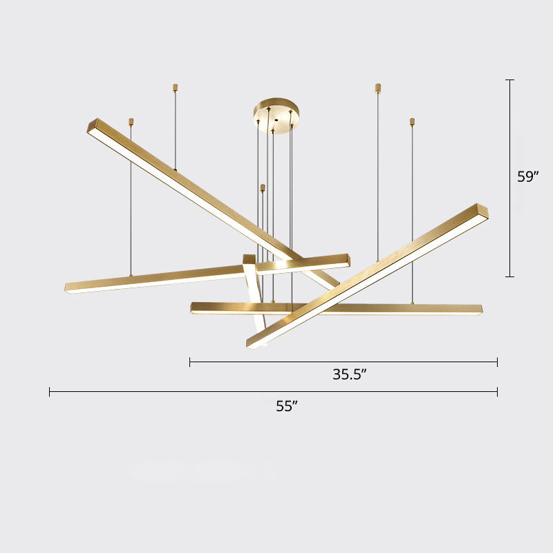 Sleek Metal Led Chandelier For Living Room Ceiling 5 / Gold Third Gear