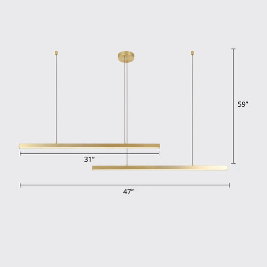 Sleek Metal Led Chandelier For Living Room Ceiling 2 / Gold Warm