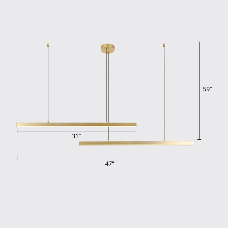 Sleek Metal Led Chandelier For Living Room Ceiling 2 / Gold White