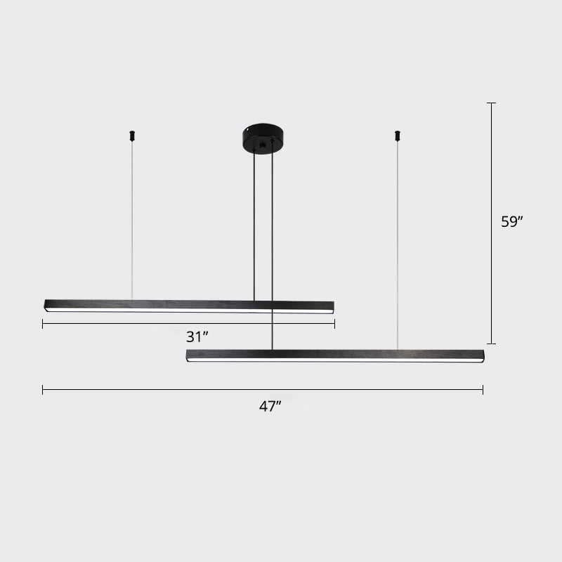 Sleek Metal Led Chandelier For Living Room Ceiling 2 / Black Warm