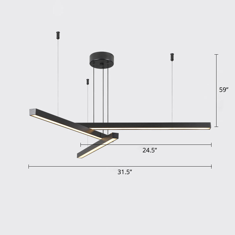 Sleek Bar-Shaped LED Chandelier | Simplicity Metal Ceiling Light for Living Room