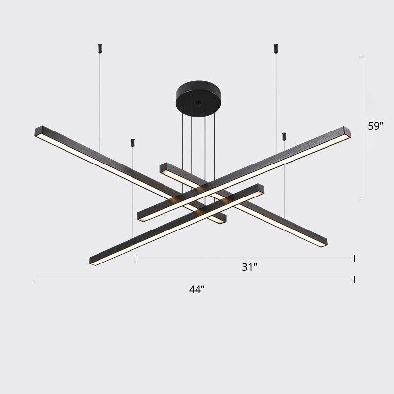 Sleek Metal Led Chandelier For Living Room Ceiling 4 / Black Third Gear