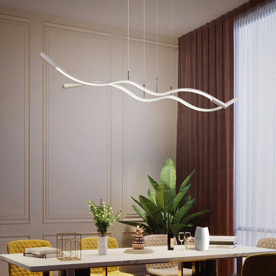 Wave Shaped Aluminum Pendant Lamp - Minimalistic Dining Room Island Lighting