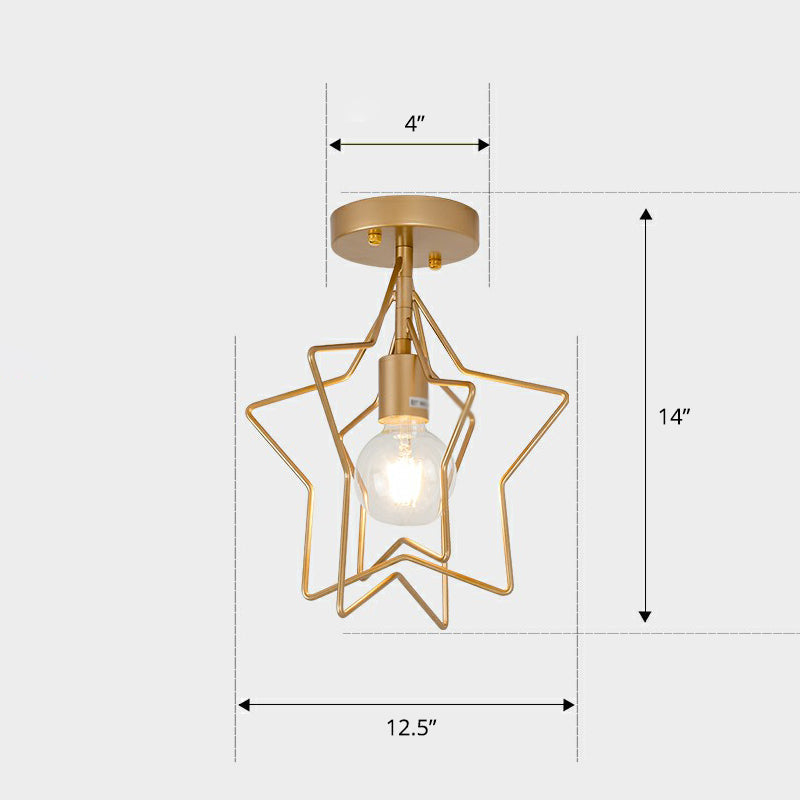 Nordic Metal Ceiling Mounted Lamp - Geometric Semi Flush Light For Corridor Gold / A