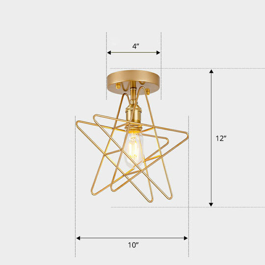 Nordic Metal Ceiling Mounted Lamp - Geometric Semi Flush Light For Corridor Gold / B