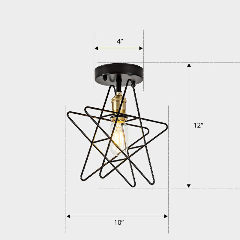 Nordic Metal Ceiling Mounted Lamp - Geometric Semi Flush Light For Corridor Black / B