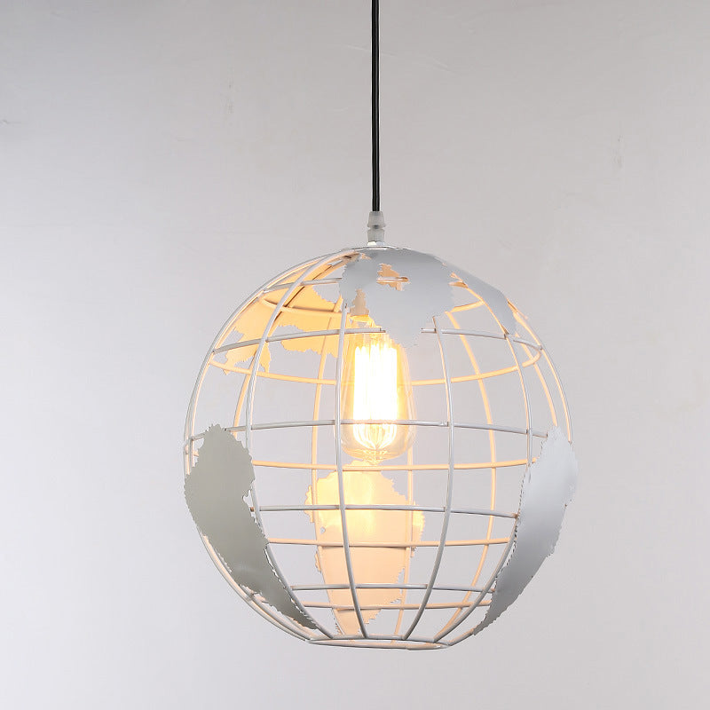 World Globe Pendant Light: Loft Style, Single-Bulb Iron Hanging Lamp for Kids Bedroom