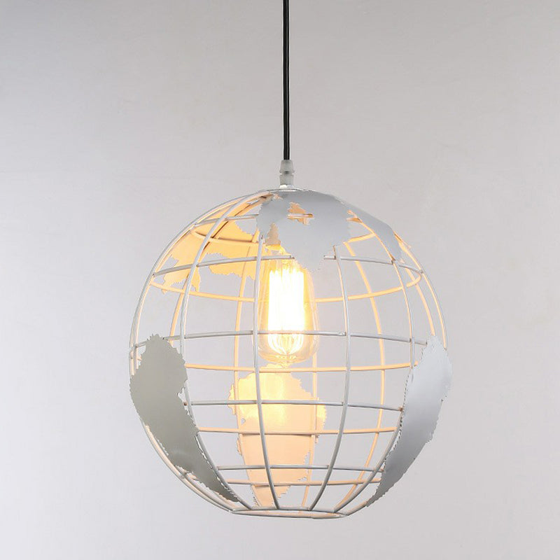 World Globe Pendant Light: Loft Style, Single-Bulb Iron Hanging Lamp for Kids Bedroom