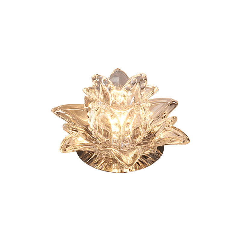 Modern Crystal Flush Mount LED Ceiling Lamp for Hallways - Clear Flower Design