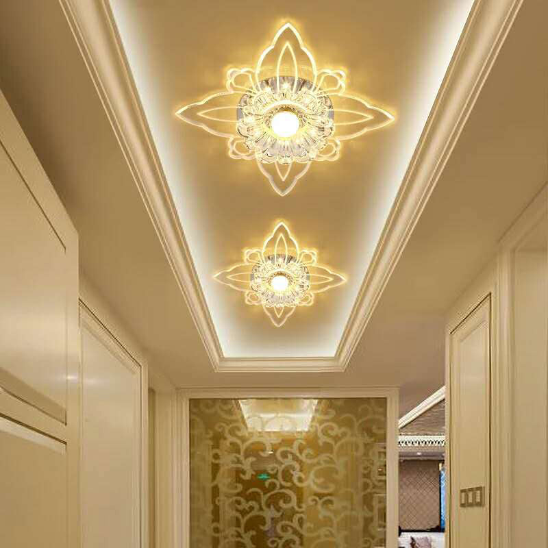 Contemporary Floral Crystal LED Flushmount Ceiling Light - Clear, Perfect for Hallways