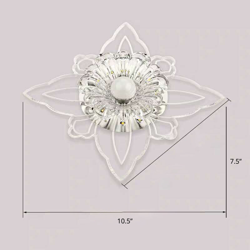 Contemporary Floral Crystal LED Flushmount Ceiling Light - Clear, Perfect for Hallways