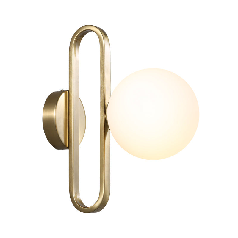 Traditional Gold Globe Wall Sconce Light With Frosted Glass Shade For Dining Room - 6 Wide