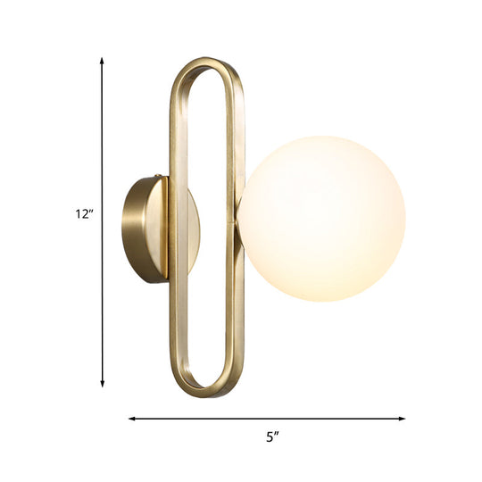 Traditional Gold Globe Wall Sconce Light With Frosted Glass Shade For Dining Room - 6 Wide