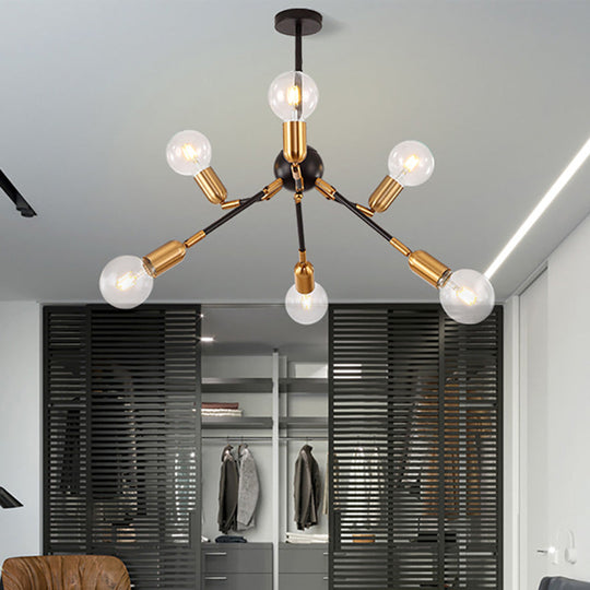 Modern Gold Metal Chandelier - Abstract Design with Multiple Lights - Hanging Ceiling Lamp for Bedrooms