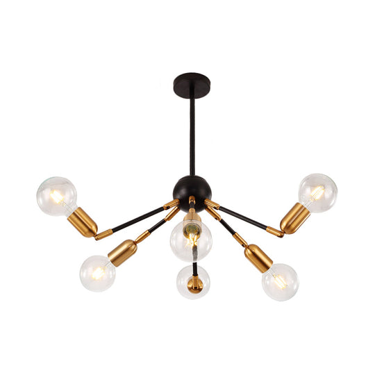 Modern Gold Metal Chandelier - Abstract Design with Multiple Lights - Hanging Ceiling Lamp for Bedrooms