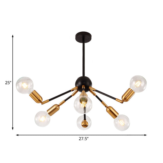 Modern Gold Metal Chandelier - Abstract Design with Multiple Lights - Hanging Ceiling Lamp for Bedrooms