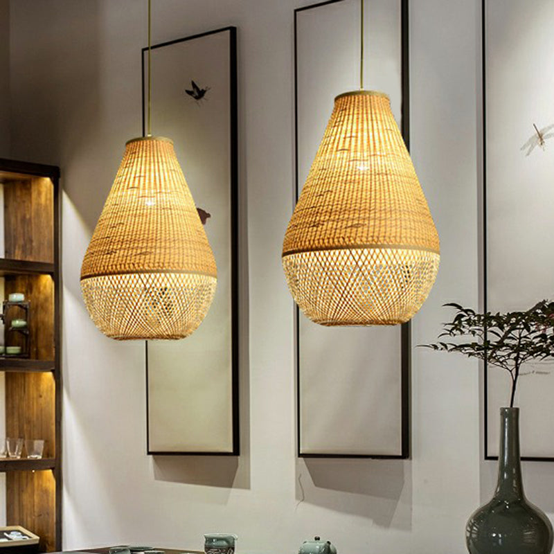 Bamboo Droplet Pendant Light - Natural Simplicity For Table Or Ceiling