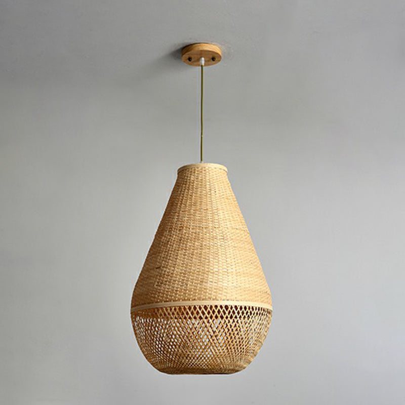 Bamboo Droplet Pendant Light - Natural Simplicity For Table Or Ceiling