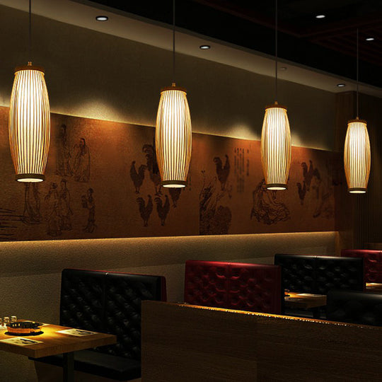 Modern Bamboo Drop Pendant Ceiling Light For Dining Room