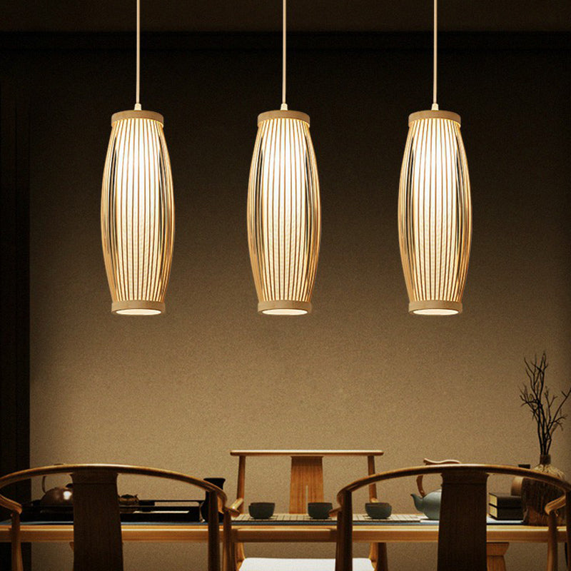 Modern Bamboo Drop Pendant Ceiling Light For Dining Room